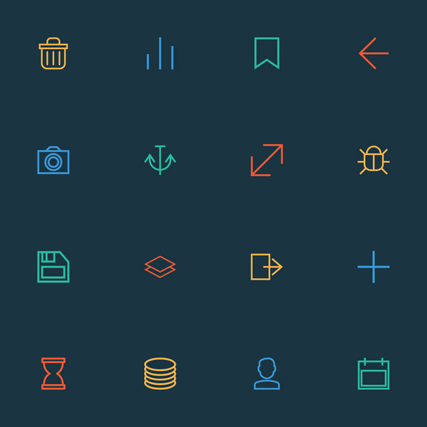 Interface icons line style set with db, exit, plus and other anchor elements. Isolated vector illustration interface icons. - Vector, Image