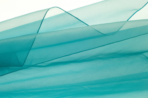 blauw transparant stof textuur - Foto, afbeelding