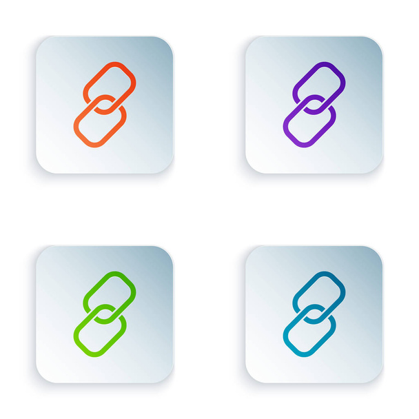 Color Chain link ikon elszigetelt fehér háttér. Egyedülálló kapcsolat. Állítsa ikonok négyzet gombok. Vektorillusztráció - Vektor, kép
