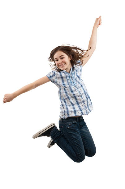 Happy girl jumping - Фото, изображение