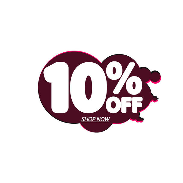 Sale 10% off, bubble banner design template, discount tag, vector illustration - Vector, Image