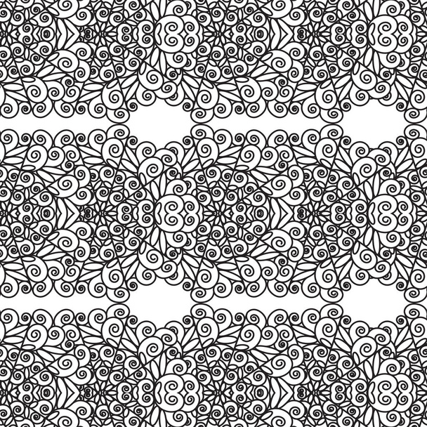 Pattern of black lace stripes on a white background - Vector, afbeelding