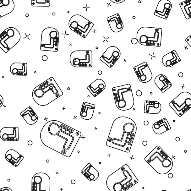 Black line Gear shifter icon isolated seamless pattern on white background. Transmission icon. Vector Illustration - ベクター画像