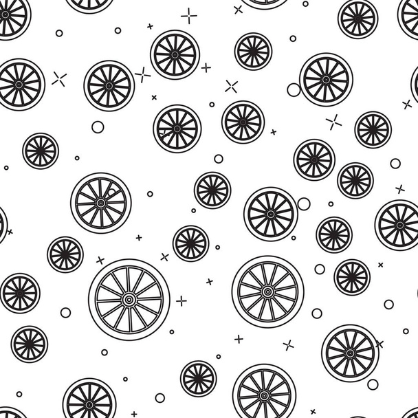 Black line Car wheel icon isolated seamless pattern on white background. Vector Illustration - Vector, afbeelding