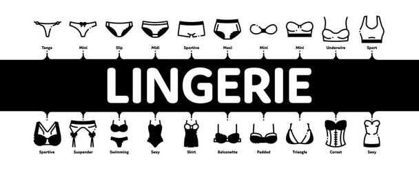 Lingerie Bras Panties Minimale Infographic Banner Vector - Vector, afbeelding