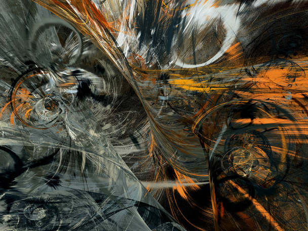 black and white abstract fractal background 3d rendering illustr - Foto, Imagem