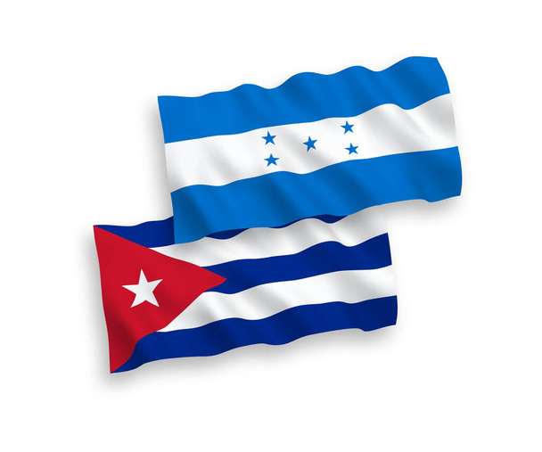 Flaggen Kubas und Honduras auf weißem Hintergrund - Vektor, Bild