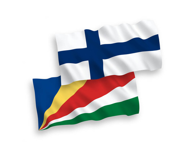 Flaggen von Finnland und den Seychellen auf weißem Hintergrund - Vektor, Bild
