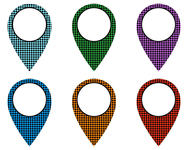 Lokalizační kolíky v různých vzorech - Vektor, obrázek