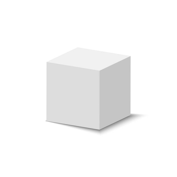 Cube blanc. Boîte abstraite 3D avec ombre. Papier géométrique carré paquet vide. Coffret cadeau ou boîte à chaussures
 - Vecteur, image