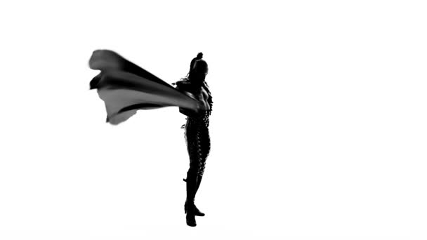 Silhouette Dancing man wearing a toreador costume. Isolated on white background in full length. - Filmagem, Vídeo