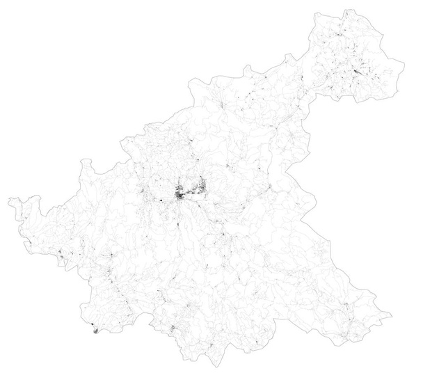 Δορυφορικός χάρτης της επαρχίας Rieti των πόλεων και των δρόμων, των κτιρίων και των οδών σύνδεσης των γύρω περιοχών. Περιφέρεια Λάτσιο, Ιταλία. Χάρτης οδοί, δακτύλιοι - Διάνυσμα, εικόνα