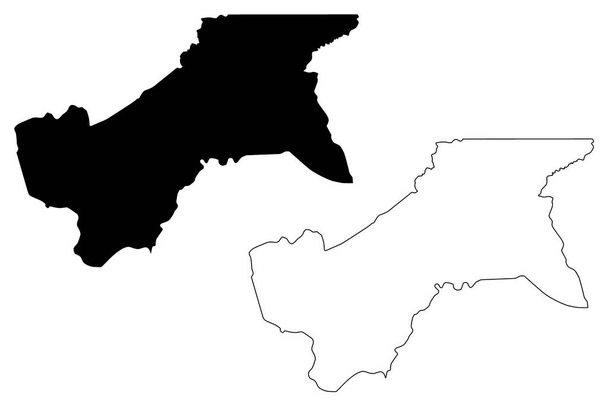 Moyen-Ogoue Province (υποδιαιρέσεις της Γκαμπόν, Δημοκρατία της Γκαμπόν) χάρτη διανυσματική απεικόνιση, scribble σκίτσο Moyen Ogoue χάρτη - Διάνυσμα, εικόνα