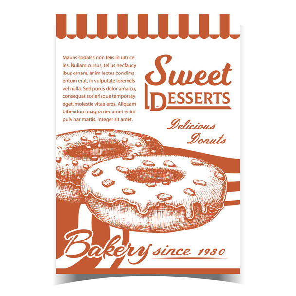 Bäckerei süße Desserts Werbeplakat Vektor - Vektor, Bild