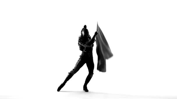 Silhouette Dancing man wearing a toreador costume. Isolated on white background in full length. - Záběry, video