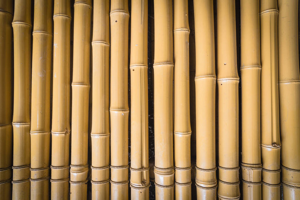 Amarillo seco bambú palos patrón fondo completo marco vista
 - Foto, Imagen