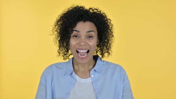 Portrait of Casual African Woman Celebrating with both Fist  - Záběry, video