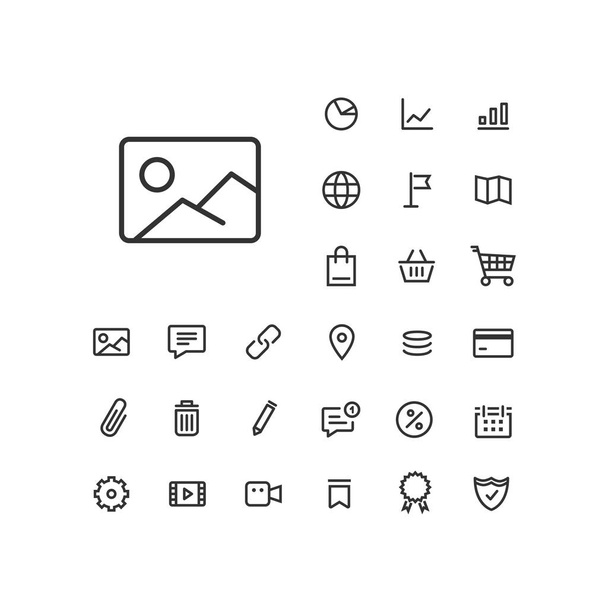 Image icon in set on the white background. Universal linear icons to use in web and mobile app. - Vector, Image