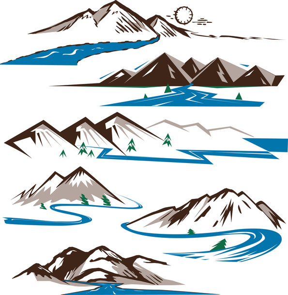 Mountains and Rivers - Vector, Image