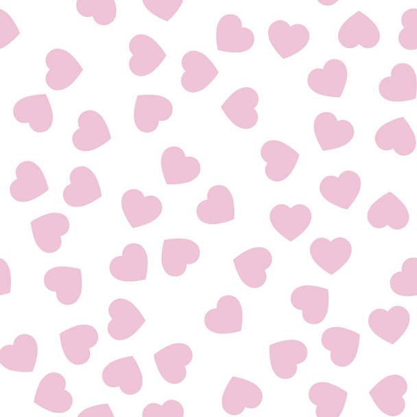 Pink hearts seamless pattern. Random scattered hearts background. Love or Valentine theme. Vector illustration - Вектор, зображення