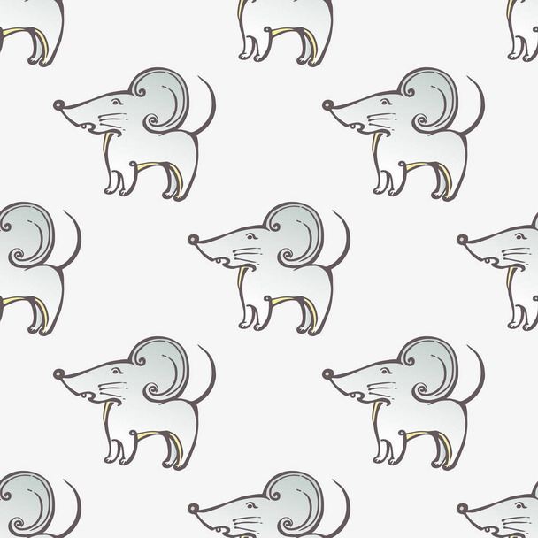 Chinese New Year seamless pattern with hand drawn rats - Vetor, Imagem