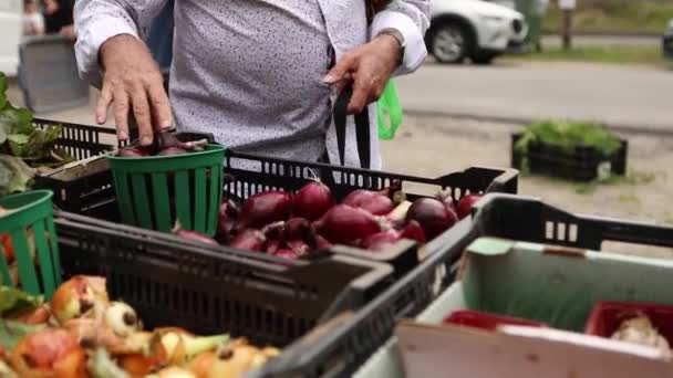 Fresh organic produce street market sale - Footage, Video