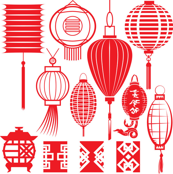 Chinesische Laternensammlung - Vektor, Bild