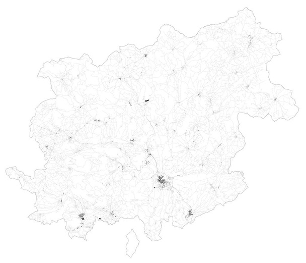 Δορυφορικός χάρτης της επαρχίας Benevento των πόλεων και των δρόμων, των κτιρίων και των οδών σύνδεσης των γύρω περιοχών. Περιφέρεια Καμπανίας, Ιταλία. Χάρτης οδοί, δακτύλιοι - Διάνυσμα, εικόνα