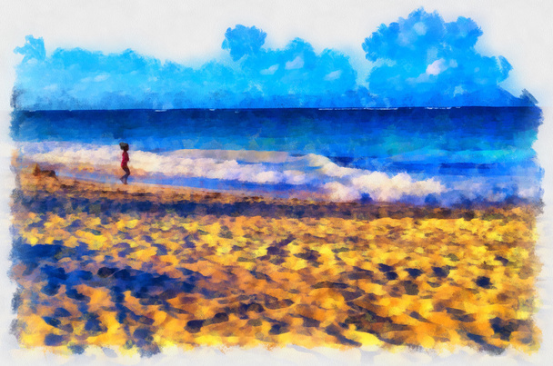Digital structure of painting. Dominican beach - Foto, Imagem