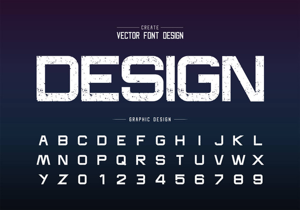 Textura písma a abecedy vektor, hrubý design písmo a číslo písma, Grafický text na pozadí - Vektor, obrázek