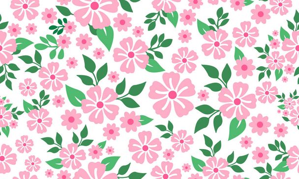 Valentine floral pattern background, with elegant leaf and flower design. - Vektor, Bild