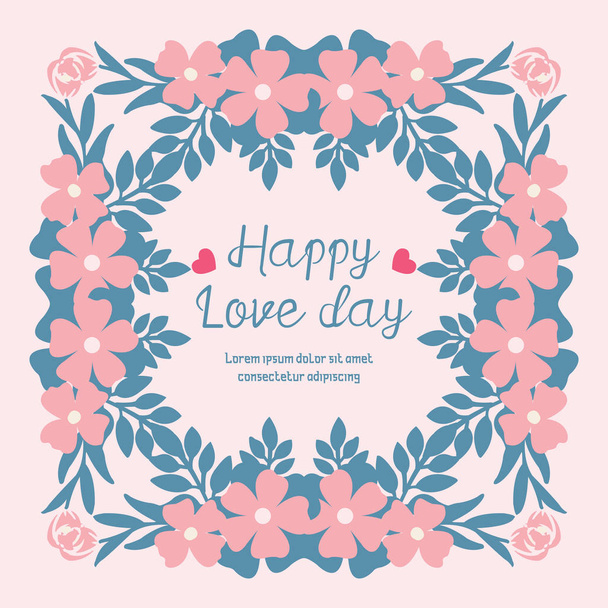 Beautiful peach wreath frame, for happy love day romantic greeting card design. Vector - Vektor, Bild