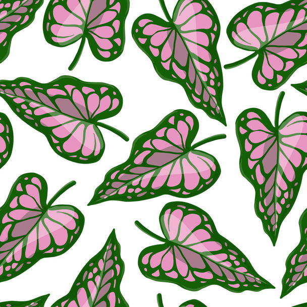 vector seamless pattern with drawing tropical leaf - Vector, Image