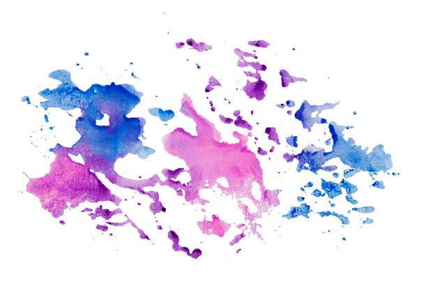 Dekoracyjny abstrakcyjny akwarela niebieski, liliowy, fioletowy izolat - Zdjęcie, obraz