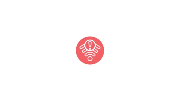 Animación del icono Wifi con un signo de exclamación. Aislado sobre un fondo blanco
. - Metraje, vídeo