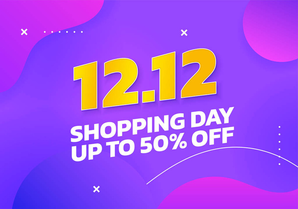12.12 World Shopping Day up to 50% discount poster background. Double 12 December online shop social media banner promotion template vector design with colorful fluid abstract style illustration - Vector, Imagen
