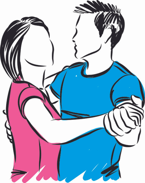 Romantik çift, erkek ve kadın dans vektörü çizimi - Vektör, Görsel