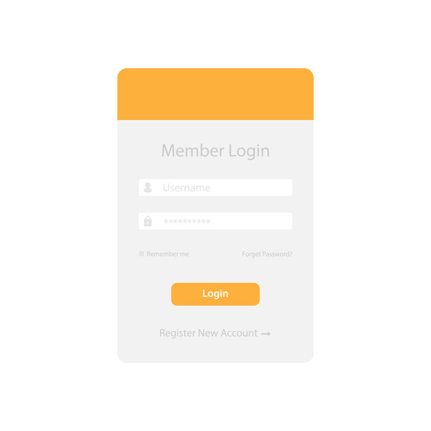 Login screen and Sign In form template for mobile app or website design. UI, UX, user interface kit, smartphone application design. Flat and minimal style - Vecteur, image