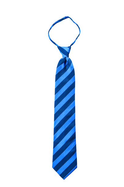 青のストライプの派手なネクタイを分離します。 - 写真・画像