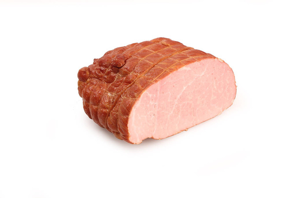 豚肉ソーセージ、伝統的なソーセージ製品白い背景. - 写真・画像