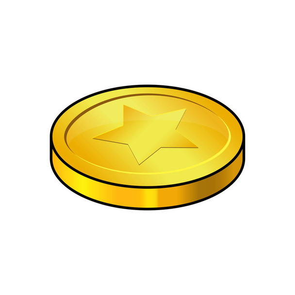 coin, gold cartoon isolated on white background. Vector illustra - Vector, Image