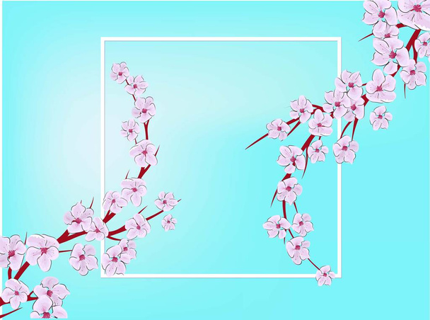 Сакура на фоні світла. Векторна квітка Сакури. Векторний квітковий друк. Квітучі пелюстки цвітуть. Японська культура. Квітковий дизайн. Яскраве дерево. Шаблон:. - Вектор, зображення