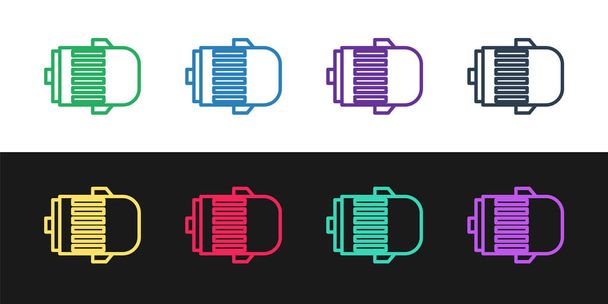 Set line Electric engine icon isolated on black and white background. Car alternator. Vector Illustration - Vector, Image