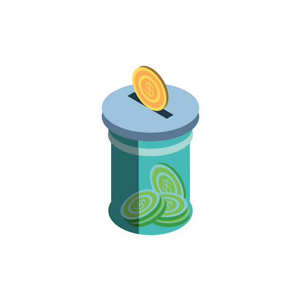 分離されたお金のコインと瓶のベクトルデザイン - ベクター画像
