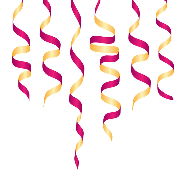 Curly Ribbon Serpentine Confetti. Red Streamers Set On Black Background.  Colorful Design Decoration For Party, Holiday Event, Carnival, Christmas,  New Year Greeting. Vector Illustration Royalty Free SVG, Cliparts, Vectors,  and Stock Illustration.