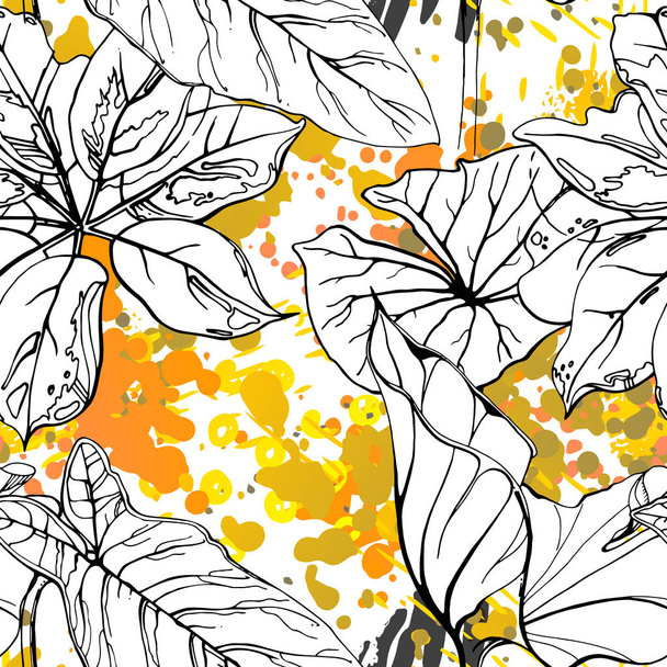Floral Black and White Trends Artistic Watercolor. - Vector, afbeelding