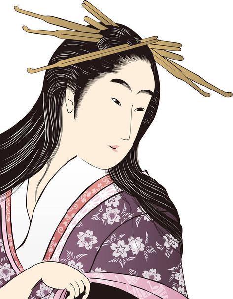  Ukiyo-e Kabuki actor hembra 4 - Vector, Imagen