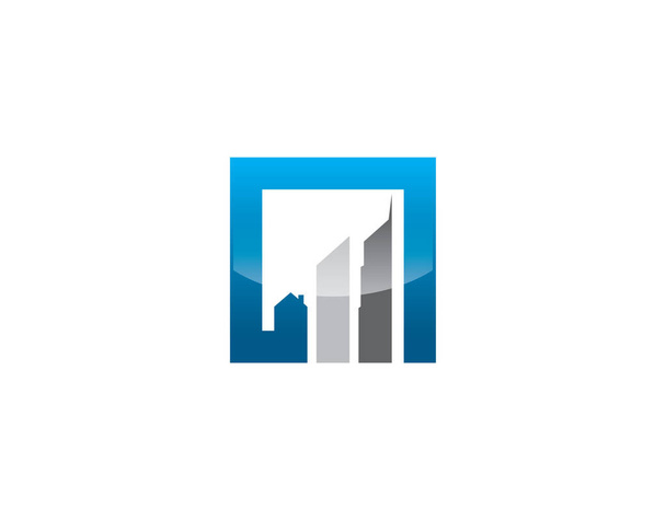 simple square increasing graph logo with highrise buildings as the ascending bars - Vector, Image