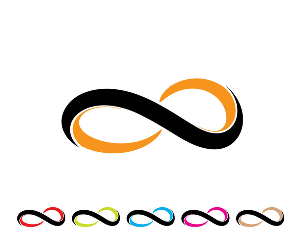 símbolo de infinito simple como cinta plegable en dos colores negro y naranja
 - Vector, Imagen