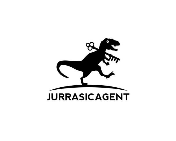 tyrannosaurus rex corriendo persiguiendo algo y manteniendo la clave inmobiliaria
 - Vector, Imagen